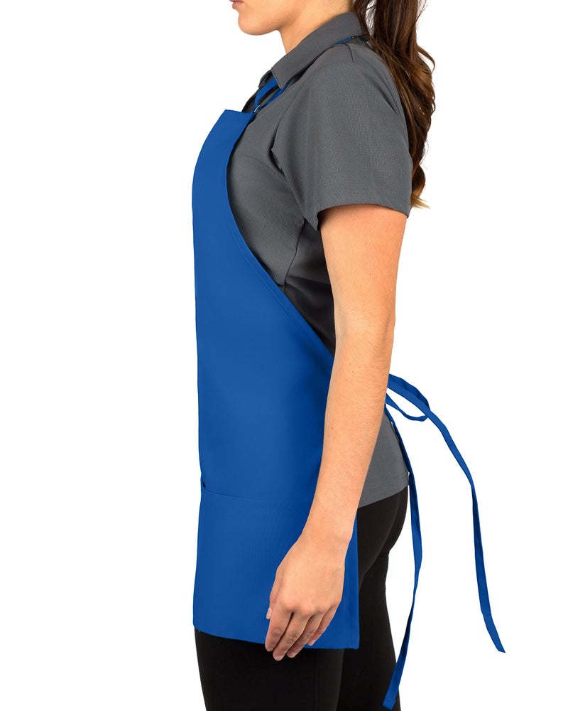 KNG Royal Blue 3 Pocket Adjustable Bib Apron for Men and Women - Pack of 6 - Image 2